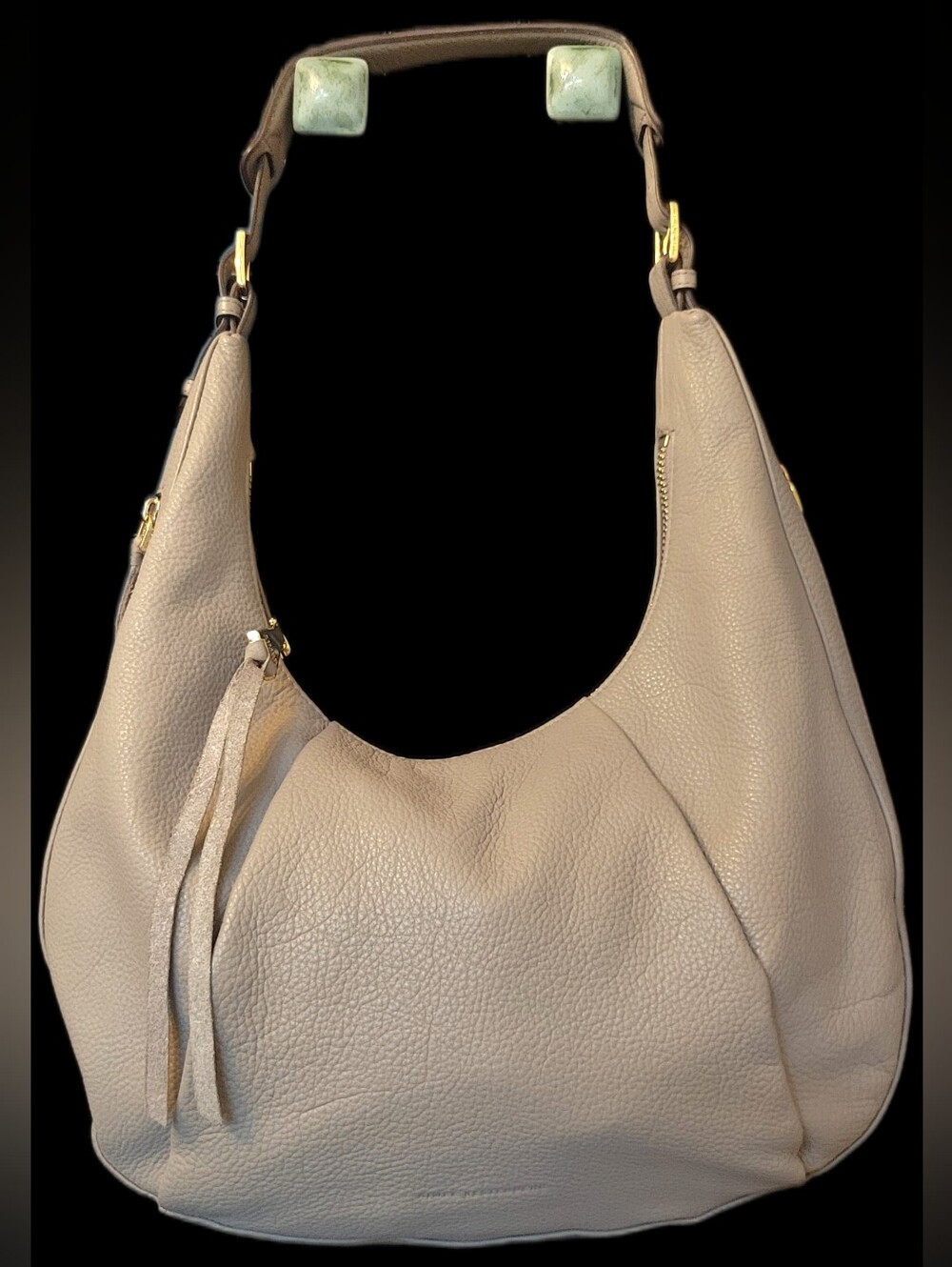 Aimee Kestenberg Soft Gray Leather Hobo Bag - Classic Everyday Shoulder Bag